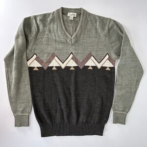 Vintage 90s Alexus Sweater Mens Large Gray Geometric V Neck